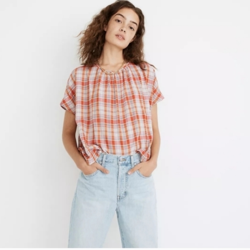 Madewell Cotton Pink Plaid Blouse Top Shirt Size XSmall